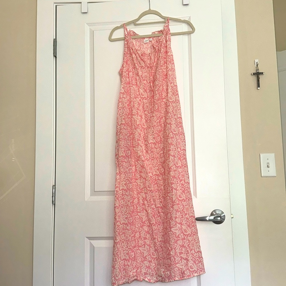Pink and cream floral slip sundress